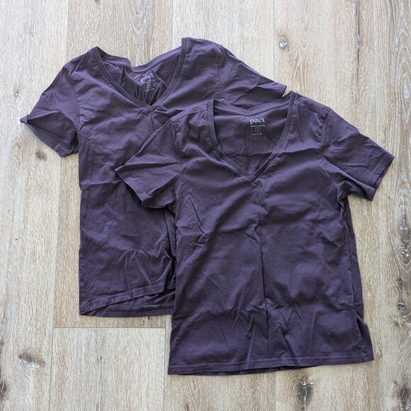 Pact Women's Plum Softspun V-Neck Tee S (set of 2) - Picture 1 of 2